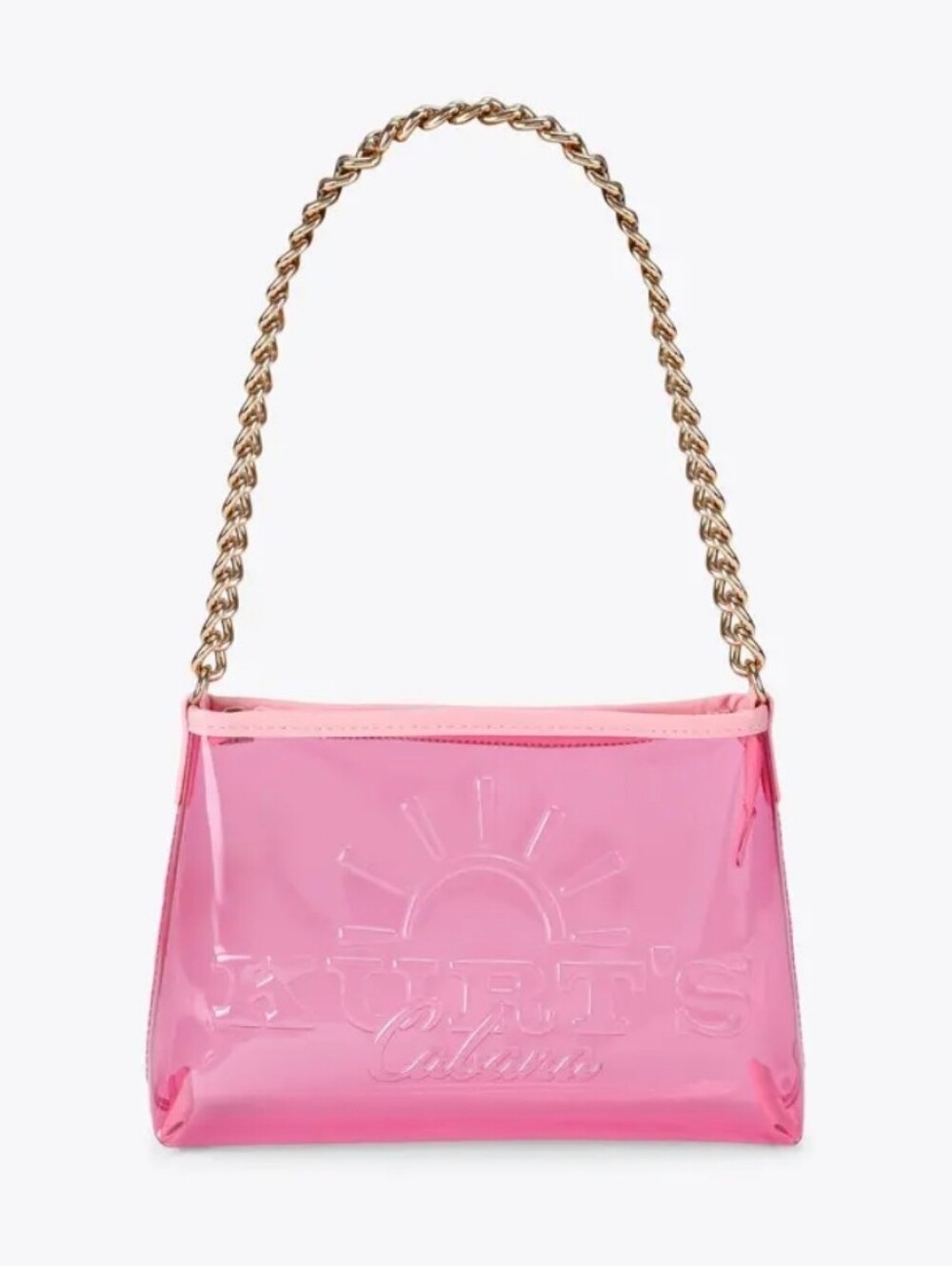 Kurt Geiger Pink PVC Shoulder Bag with Gold Chain/ BNWT/FREE TOTE INCLUDED